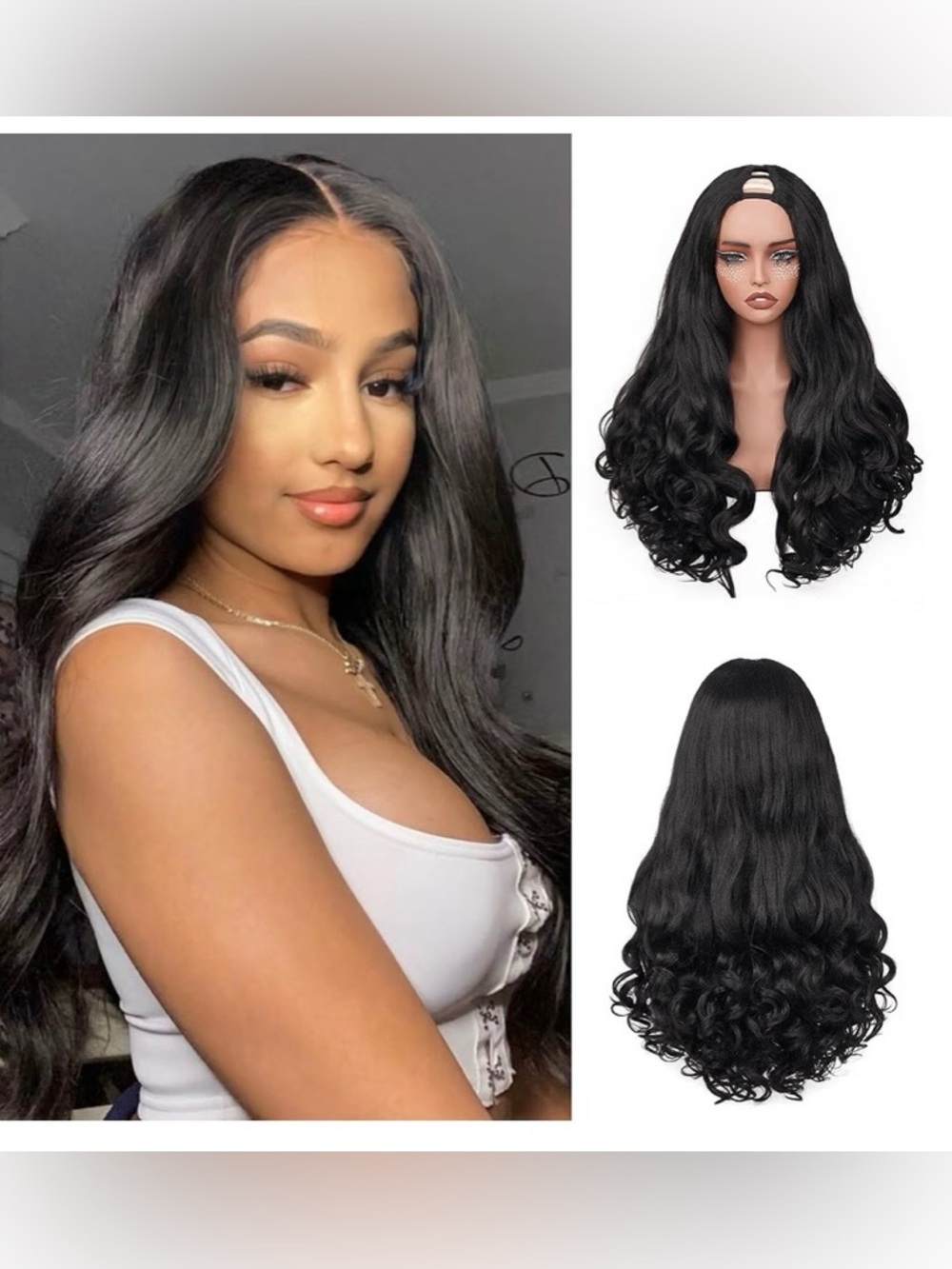 Long Yaki V Part Wig Kinky Curly Half Wig 
Synthetic U Part Wig Go Glueless